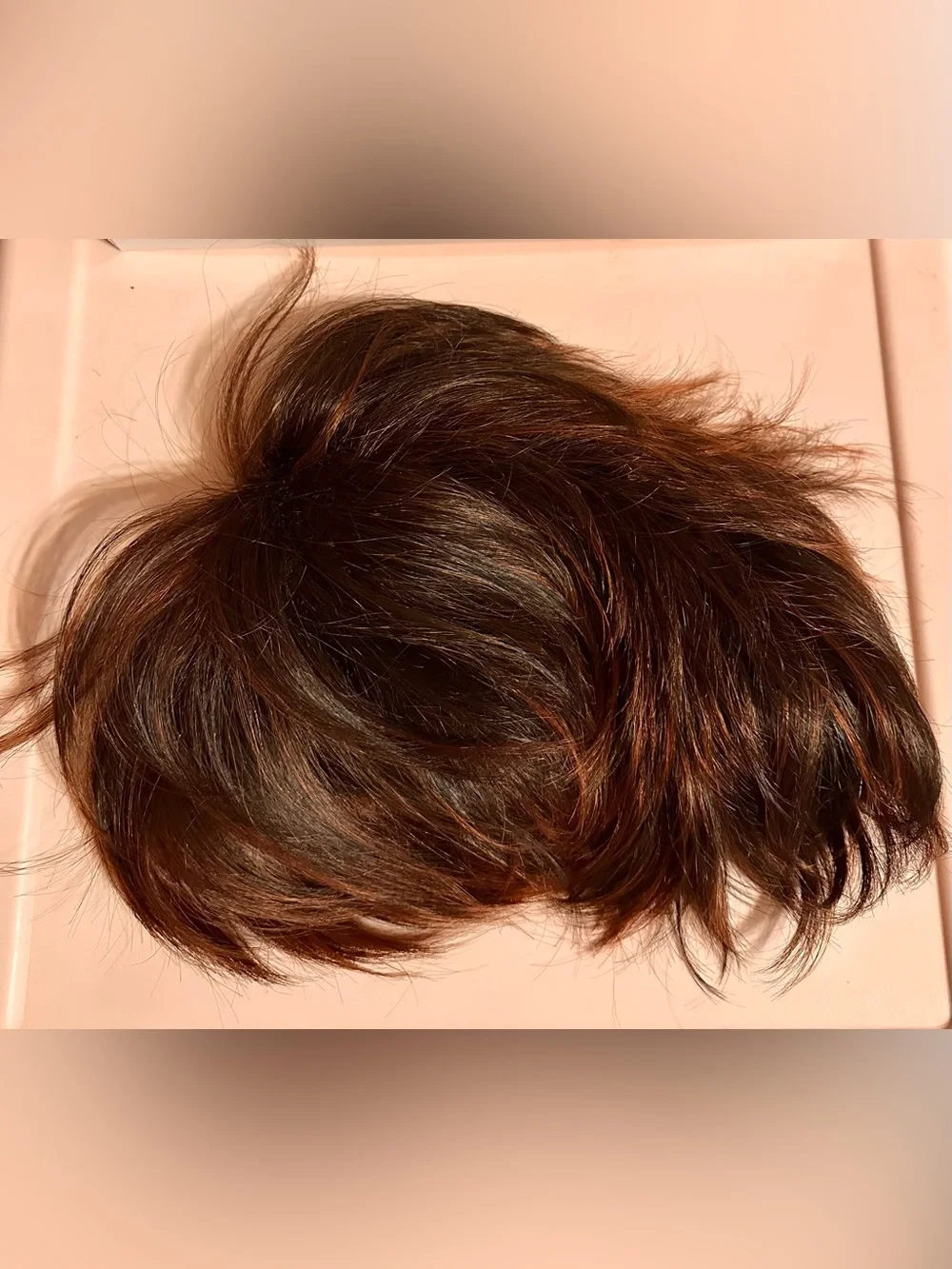 NORIKO Red Pepper Short Layered Wig — Medium Brown with Deep Red Highlights